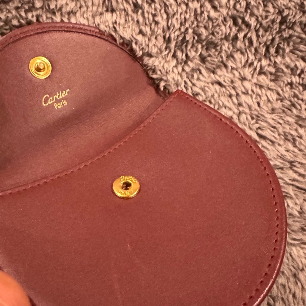 Cartier Paris Vintage Must de Cartier Bordeaux Leather Coin Purse Snap Pouch